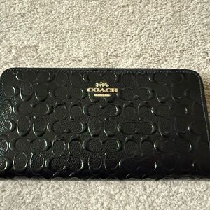 Coach Black Embossed Accordion Wallet NWT